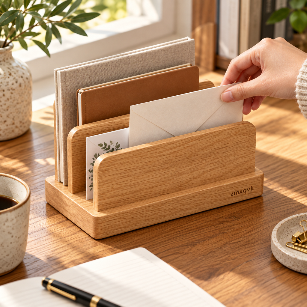 zmxqvk Oak Desktop Letter Rack