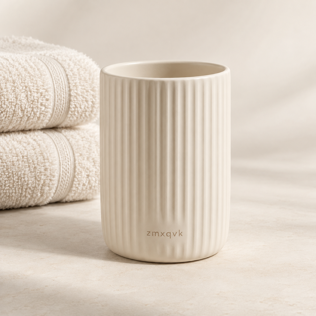 zmxqvk Ribbed Ceramic Bathroom Cup