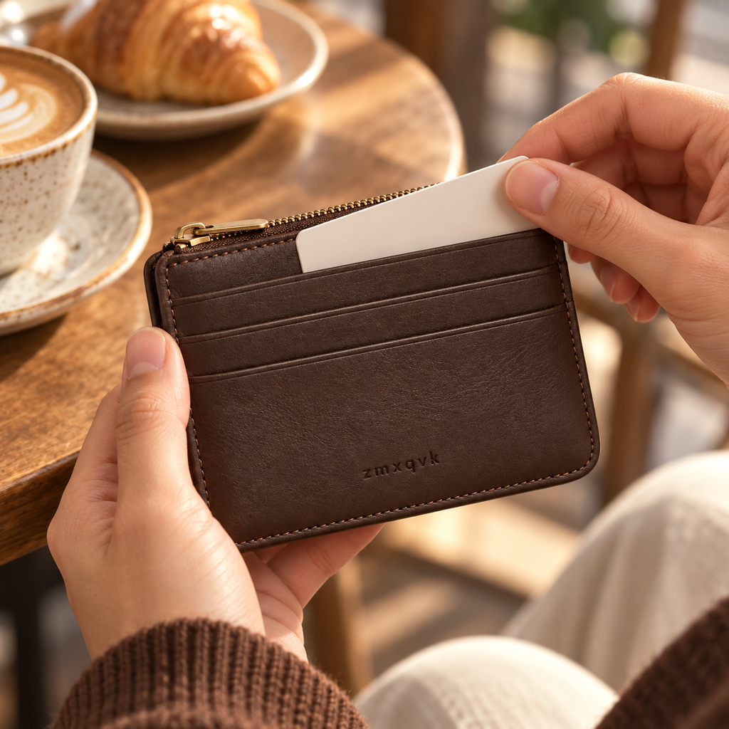 zmxqvk Espresso Zip Card Wallet